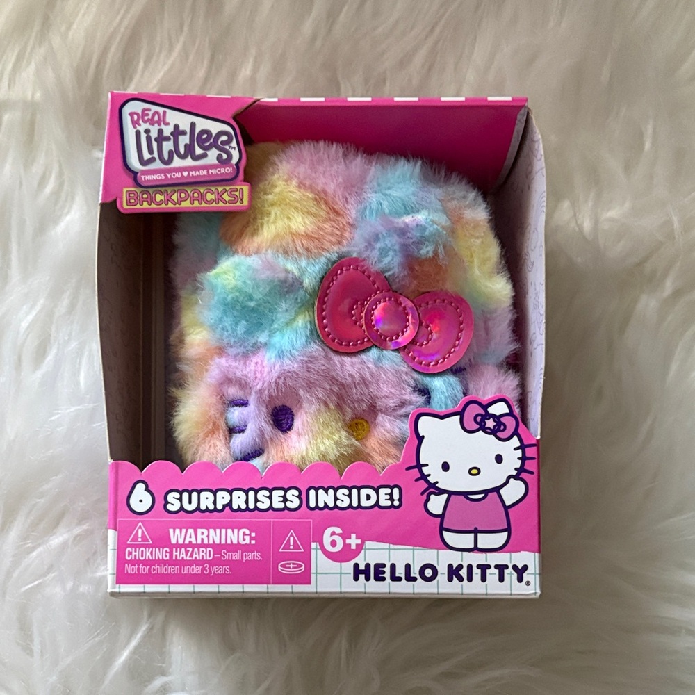 Hello Kitty Colorful Plush mini backpack with Pink Bow-Real Littles Backpack